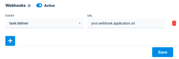 Webhook section